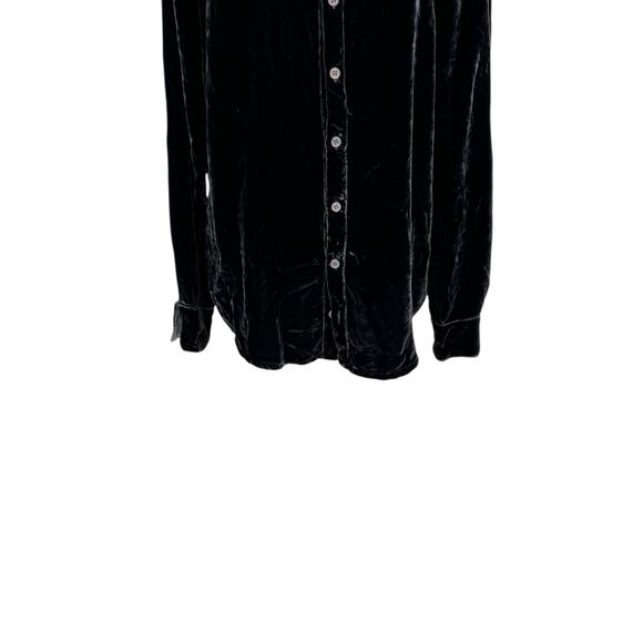 CP Shades Romy Velvet Button-up Shirt Blouse Gray Blue Size Large - Picture 4 of 10
